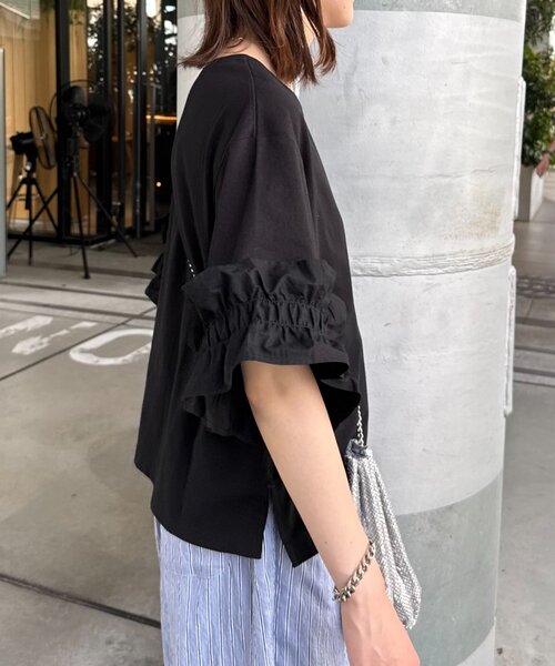 CIAOPANIC TYPY(チャオパニックティピー)の「袖ギャザーフリルデザインカットソー(Tシャツ/カットソー・レディース・ホワイト/ブラック/カーキ・ONE SIZE)」の11枚目の写真