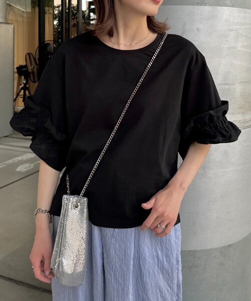 CIAOPANIC TYPY(チャオパニックティピー)の「袖ギャザーフリルデザインカットソー(Tシャツ/カットソー・レディース・ホワイト/ブラック/カーキ・ONE SIZE)」の12枚目の写真