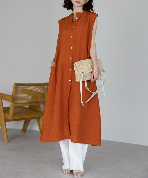 【HOBBS】鮮やかイエロー◇ノースリーブシャツワンピース Tombolo- シャツワンピース col:イエロー – POLS