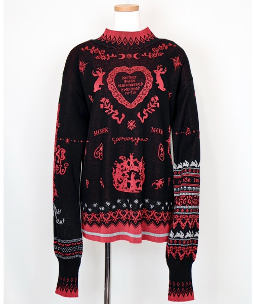 rurumu:（ルルムウ）の「rurumu:/ルルムウ/tattoo motif highneck sweater(large)（ニット/セーター・レディース・ブラック/ベージュ/グレー・FREE）」の2枚目の写真