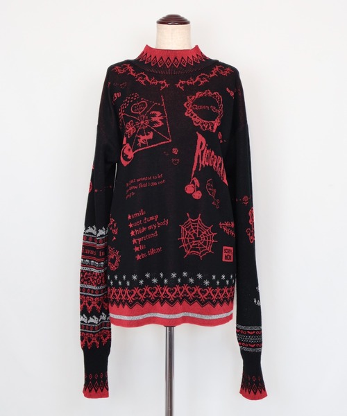 rurumu:（ルルムウ）の「rurumu:/ルルムウ/tattoo motif highneck sweater(large)（ニット/セーター・レディース・ブラック/ベージュ/グレー・FREE）」の12枚目の写真