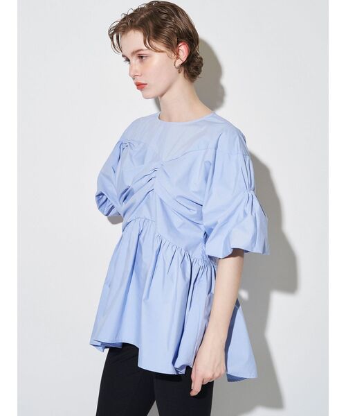 ELENDEEK(エレンディーク)の「ギャザーバルーンペプラムブラウス(シャツ/ブラウス・レディース・グリーン/ブラック/ライトブルー・FREE)」の18枚目の写真
