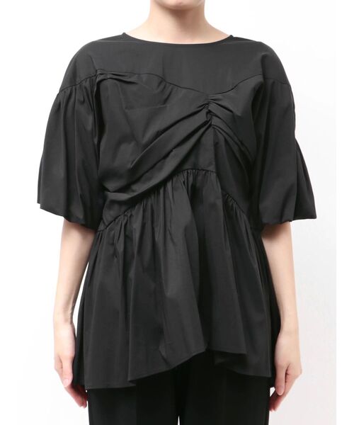 ELENDEEK(エレンディーク)の「ギャザーバルーンペプラムブラウス(シャツ/ブラウス・レディース・グリーン/ブラック/ライトブルー・FREE)」の8枚目の写真