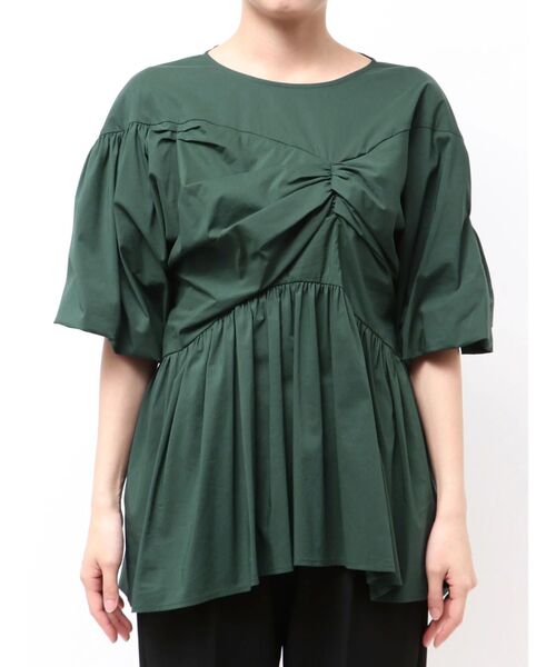 ELENDEEK(エレンディーク)の「ギャザーバルーンペプラムブラウス(シャツ/ブラウス・レディース・グリーン/ブラック/ライトブルー・FREE)」の9枚目の写真