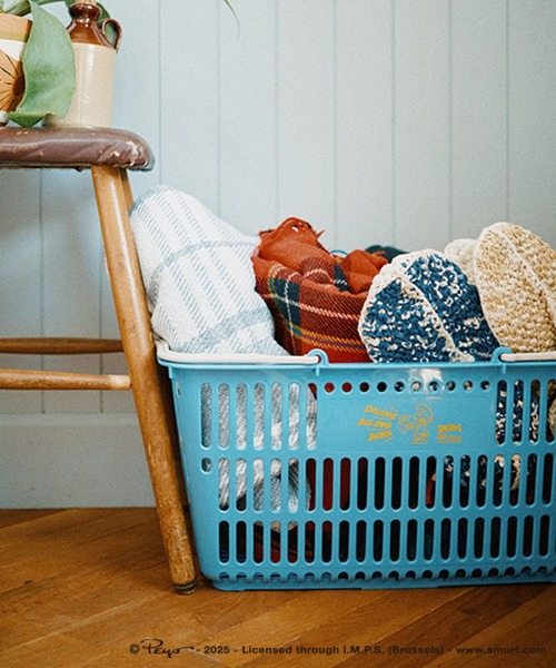 【はむこ】ストライプもくもくのセット　ブルー　グレー セール】レジカゴストレージ[スマーフコラボ]（収納グッズ）｜studio