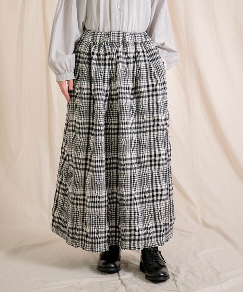 prit] ウールコットンチェック タックスカート | Domingo（ドミンゴ