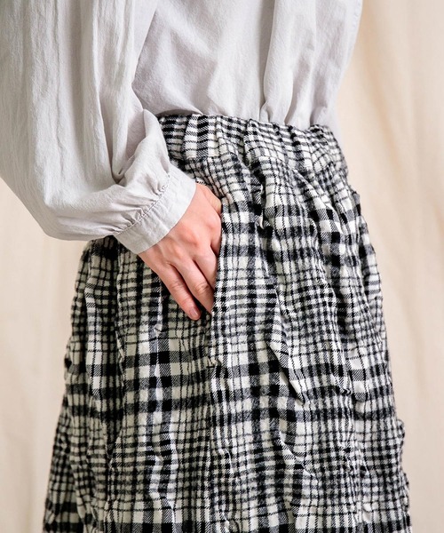 prit] ウールコットンチェック タックスカート | Domingo（ドミンゴ