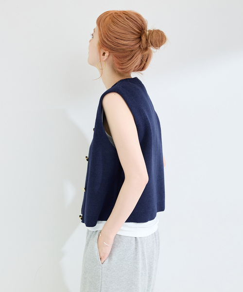 Simplicite(サンプリシテ)の「手洗い可 / 接結モールベスト(ベスト・レディース・ベージュ/ネイビー/サックスブルー・FREE)」の13枚目の写真