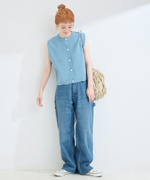 Simplicite(サンプリシテ)の「手洗い可 / 接結モールベスト(ベスト・レディース・ベージュ/ネイビー/サックスブルー・FREE)」の12枚目の写真