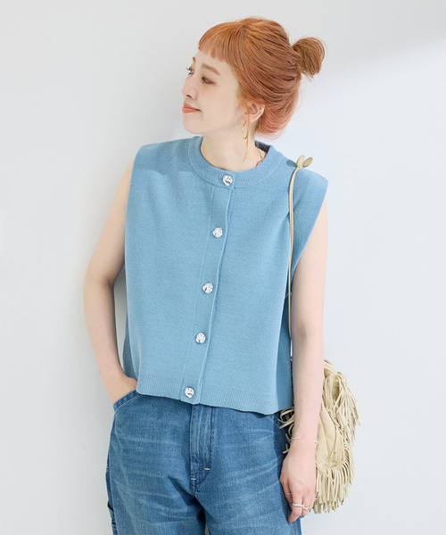 Simplicite(サンプリシテ)の「手洗い可 / 接結モールベスト(ベスト・レディース・ベージュ/ネイビー/サックスブルー・FREE)」の19枚目の写真