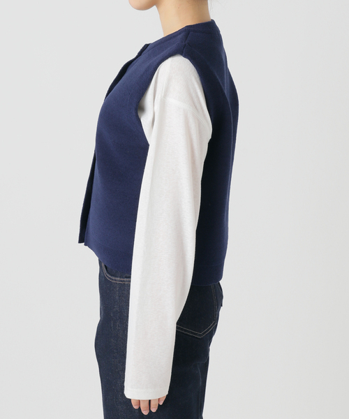 Simplicite(サンプリシテ)の「手洗い可 / 接結モールベスト(ベスト・レディース・ベージュ/ネイビー/サックスブルー・FREE)」の22枚目の写真