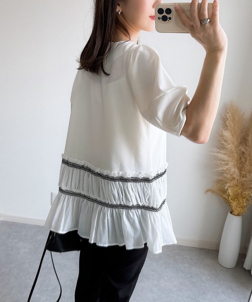 &. NOSTALGIA(アンドドットノスタルジア)の「【ZOZO限定】エンブロティアードカットソー(Tシャツ/カットソー・レディース・ブラック/ホワイト・M)」の19枚目の写真