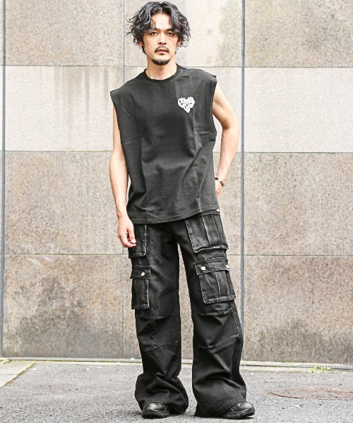 LUXSTYLE(ラグスタイル)の「ダブルポケットワイドカーゴパンツ(デニムパンツ・メンズ・ブルー/ブラック・M/S/L)」の7枚目の写真