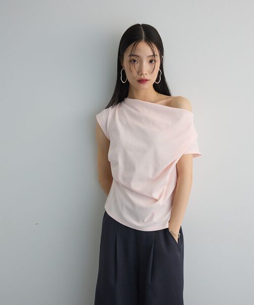 tシャツ ドレープオフショル天竺Tシャツ レディース ドレープオフショル天竺Tシャツ※一部店舗のみ入荷