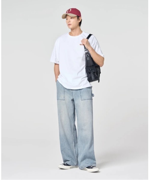 Vini（ヴィニ）の「【Vini】バイオウォッシュド カーペンター ワイドデニムパンツ（デニムパンツ・レディース・ライトブルー/ブラック/インディゴブルー・LARGE/MEDIUM/X-LARGE）」の8枚目の写真