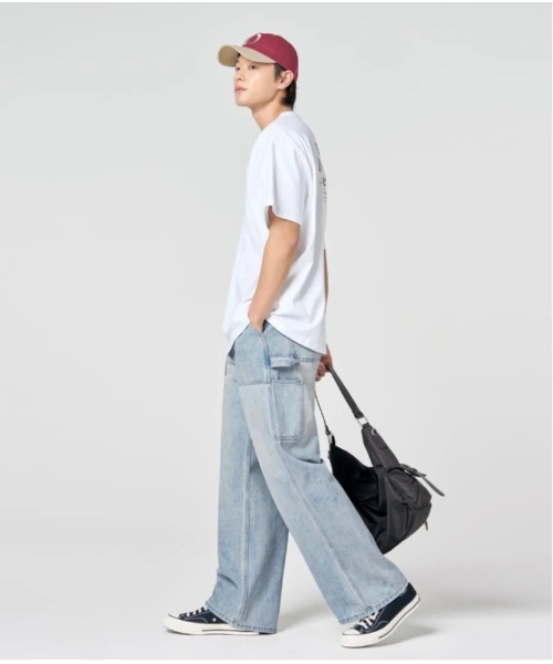 Vini（ヴィニ）の「【Vini】バイオウォッシュド カーペンター ワイドデニムパンツ（デニムパンツ・レディース・ライトブルー/ブラック/インディゴブルー・LARGE/MEDIUM/X-LARGE）」の12枚目の写真