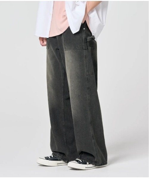 Vini（ヴィニ）の「【Vini】バイオウォッシュド カーペンター ワイドデニムパンツ（デニムパンツ・レディース・ライトブルー/ブラック/インディゴブルー・LARGE/MEDIUM/X-LARGE）」の15枚目の写真