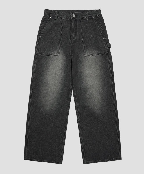 Vini（ヴィニ）の「【Vini】バイオウォッシュド カーペンター ワイドデニムパンツ（デニムパンツ・レディース・ライトブルー/ブラック/インディゴブルー・LARGE/MEDIUM/X-LARGE）」の16枚目の写真