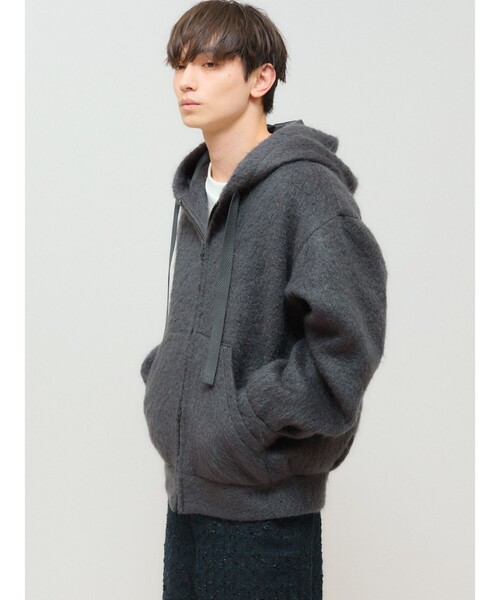 MIDIUMISOLID(ミディウミソリッド)の「MIDIUMISOLID Men’s シャギージップアップパーカー(その他アウター・メンズ・チャコールグレー/ブラック・48)」の6枚目の写真