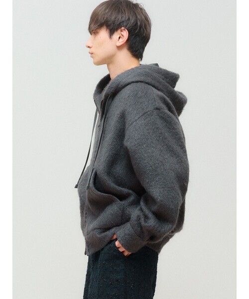 MIDIUMISOLID(ミディウミソリッド)の「MIDIUMISOLID Men’s シャギージップアップパーカー(その他アウター・メンズ・チャコールグレー/ブラック・48)」の7枚目の写真