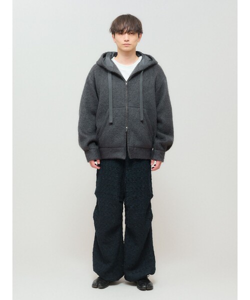 MIDIUMISOLID(ミディウミソリッド)の「MIDIUMISOLID Men’s シャギージップアップパーカー(その他アウター・メンズ・チャコールグレー/ブラック・48)」の9枚目の写真