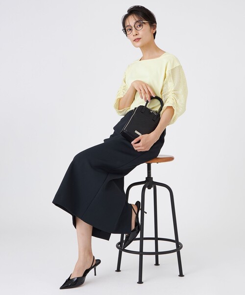 EVEX by KRIZIA（エヴェックスバイクリツィア）の「【L】【ウォッシャブル】メッシュコンビカットソー（Tシャツ/カットソー・レディース・オフホワイト/グリーン系その他4/イエロー・44）」の7枚目の写真