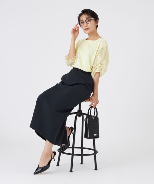 EVEX by KRIZIA（エヴェックスバイクリツィア）の「【L】【ウォッシャブル】メッシュコンビカットソー（Tシャツ/カットソー・レディース・オフホワイト/グリーン系その他4/イエロー・44）」の8枚目の写真