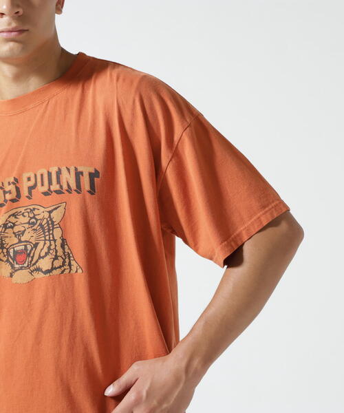 REMI RELIEF（レミレリーフ）の「REMI RELIEF(レミレリーフ) 別注20/-天竺BIGサイズＴシャツ(MOSS POINT)（Tシャツ/カットソー・メンズ・オレンジ/ホワイト系2・XL/M/L）」の9枚目の写真