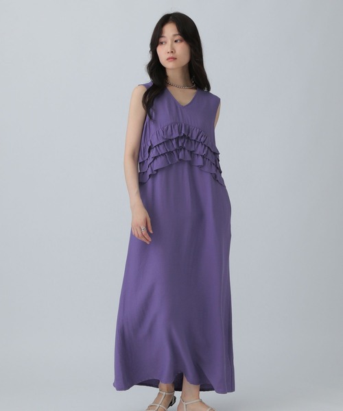 LEPSIM（レプシィム）の「フリルノースリワンピース　571311（ワンピース・レディース・パープル/ダークネイビー・FREE）」の9枚目の写真