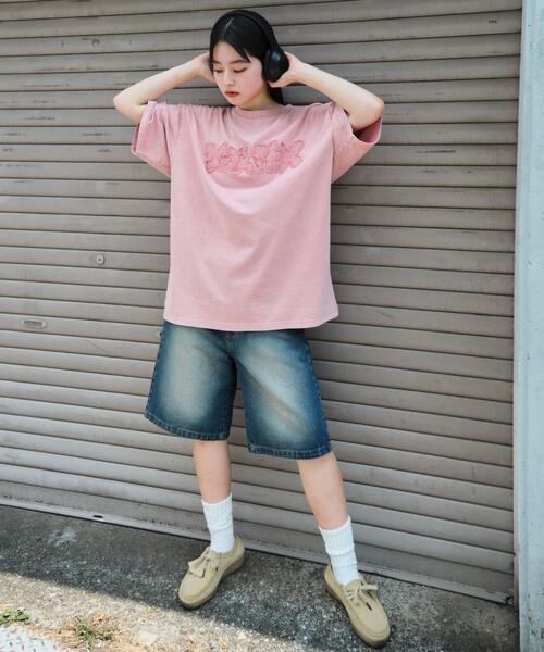 WEGO（ウィゴー）の「WEGO/スノーウォッシュダメージアップリケT（Tシャツ/カットソー・メンズ・ピンク/ブラウン/ブラック・LARGE/MEDIUM）」の8枚目の写真