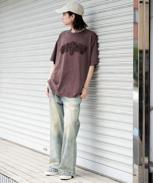 WEGO（ウィゴー）の「WEGO/スノーウォッシュダメージアップリケT（Tシャツ/カットソー・メンズ・ピンク/ブラウン/ブラック・LARGE/MEDIUM）」の22枚目の写真