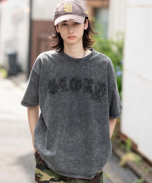 WEGO（ウィゴー）の「WEGO/スノーウォッシュダメージアップリケT（Tシャツ/カットソー・メンズ・ピンク/ブラウン/ブラック・LARGE/MEDIUM）」の9枚目の写真
