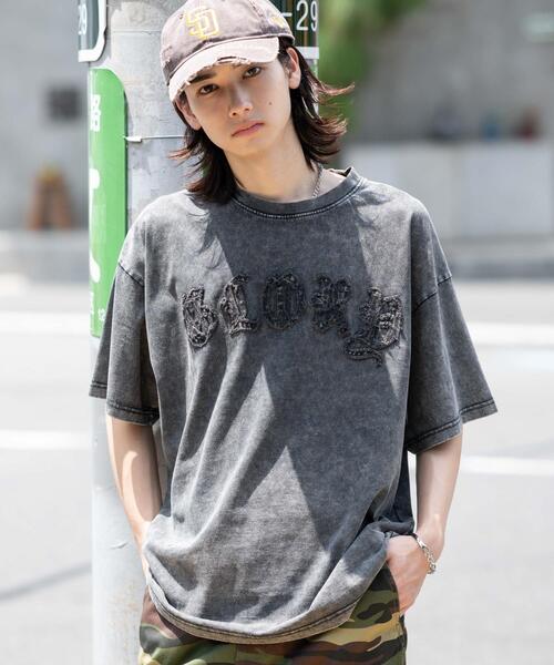 WEGO（ウィゴー）の「WEGO/スノーウォッシュダメージアップリケT（Tシャツ/カットソー・メンズ・ピンク/ブラウン/ブラック・LARGE/MEDIUM）」の11枚目の写真