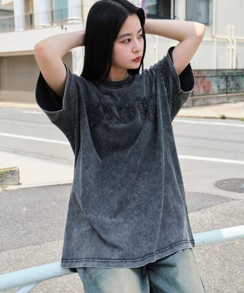 WEGO（ウィゴー）の「WEGO/スノーウォッシュダメージアップリケT（Tシャツ/カットソー・メンズ・ピンク/ブラウン/ブラック・LARGE/MEDIUM）」の14枚目の写真