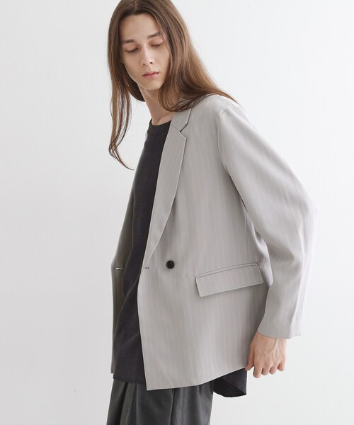 tk.TAKEO KIKUCHI（ティーケータケオキクチ）の「【セットアップ対応】ピンストライプルーズジャケット（テーラードジャケット・メンズ・ライトグレー系2/ブラック系2・03/02）」の4枚目の写真