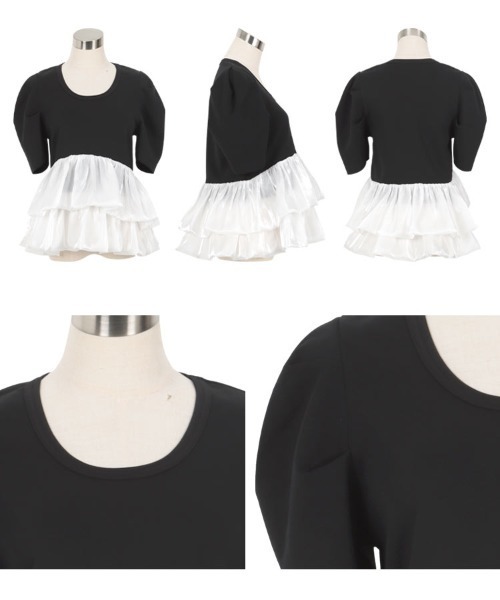 KOBE LETTUCE（コウベレタス）の「バルーンフリルパワショルポンチTシャツ（Tシャツ/カットソー・レディース・ブラック/ネイビー/ホワイト/ブラウン・M）」の12枚目の写真