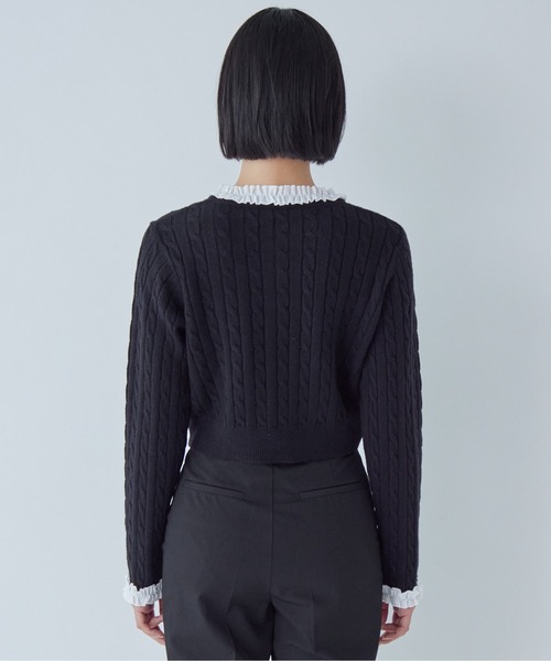 etre loin(エトルワン)の「Frilly cable knit cardigan(カーディガン/ボレロ・レディース・グレー/ブラック/モカ・M)」の19枚目の写真