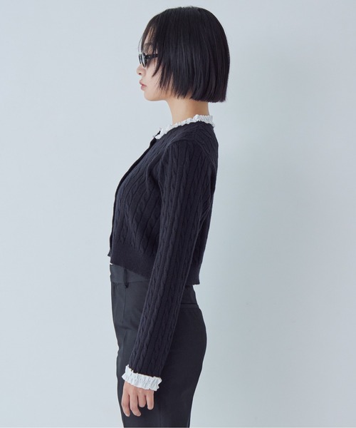etre loin(エトルワン)の「Frilly cable knit cardigan(カーディガン/ボレロ・レディース・グレー/ブラック/モカ・M)」の18枚目の写真