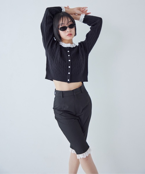 etre loin(エトルワン)の「Frilly cable knit cardigan(カーディガン/ボレロ・レディース・グレー/ブラック/モカ・M)」の11枚目の写真