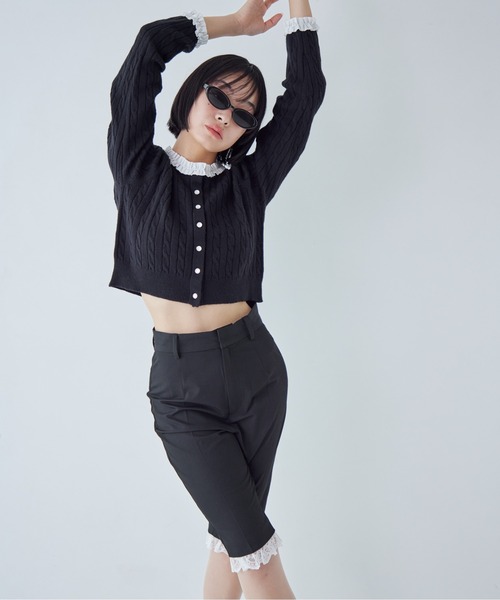 etre loin(エトルワン)の「Frilly cable knit cardigan(カーディガン/ボレロ・レディース・グレー/ブラック/モカ・M)」の12枚目の写真