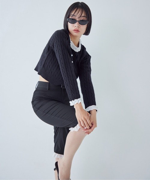 etre loin(エトルワン)の「Frilly cable knit cardigan(カーディガン/ボレロ・レディース・グレー/ブラック/モカ・M)」の13枚目の写真