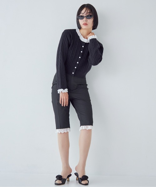 etre loin(エトルワン)の「Frilly cable knit cardigan(カーディガン/ボレロ・レディース・グレー/ブラック/モカ・M)」の14枚目の写真