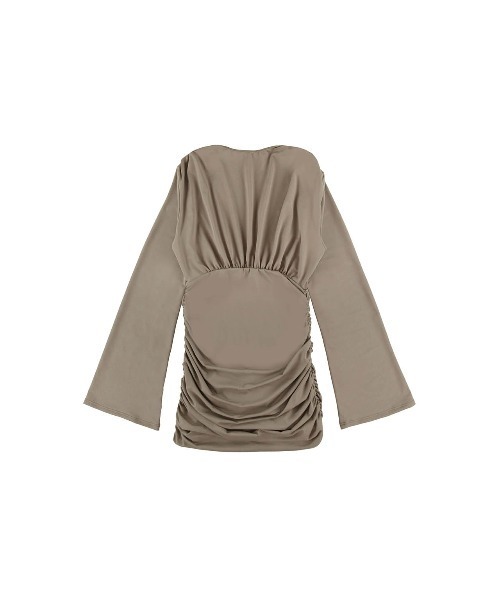 セール】V Neck Gathered Rash Guard Dress /カバーアップワンピース