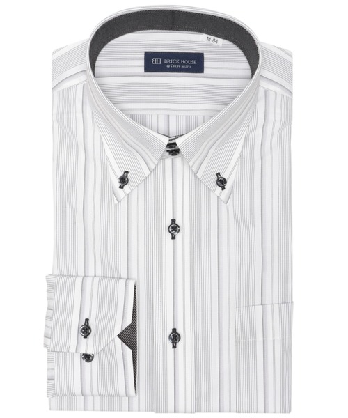 TOKYO SHIRTS(トウキョウシャツ)の「形態安定ノンアイロン ドゥエボットーニ 長袖ビジネスワイシャツ(ビジネスシャツ・メンズ・グレー・首回り37cm-裄丈80cm/首回り39cm-裄丈80cm/首回り39cm-裄丈84cm/首回り41cm-裄丈82cm/首回り41cm-裄丈86cm/首回り42cm-裄丈82cm/首回り42cm-裄丈86cm/首回り43cm-裄丈82cm/首回り43cm-裄丈86cm)」の1枚目の写真