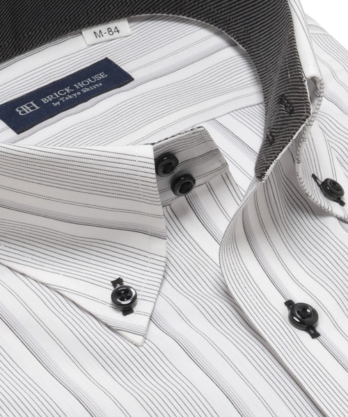 TOKYO SHIRTS(トウキョウシャツ)の「形態安定ノンアイロン ドゥエボットーニ 長袖ビジネスワイシャツ(ビジネスシャツ・メンズ・グレー・首回り37cm-裄丈80cm/首回り39cm-裄丈80cm/首回り39cm-裄丈84cm/首回り41cm-裄丈82cm/首回り41cm-裄丈86cm/首回り42cm-裄丈82cm/首回り42cm-裄丈86cm/首回り43cm-裄丈82cm/首回り43cm-裄丈86cm)」の2枚目の写真
