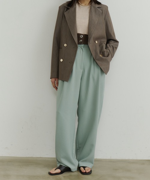 room153（ルームイチゴサン）の「ハイウエストタックパンツ（その他パンツ・レディース・オレンジ/ミント/ブラウン/アイボリー・0/1）」の3枚目の写真