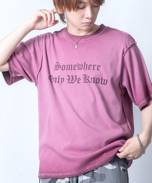 Starting Over(スターティングオーバー)の「Vintage design spray processing t-shirt/ヴィンテージデザイン スプレー加工 半袖Tシャツ(Tシャツ/カットソー・メンズ・ピンク/チャコールグレー・M/L/XL)」の14枚目の写真
