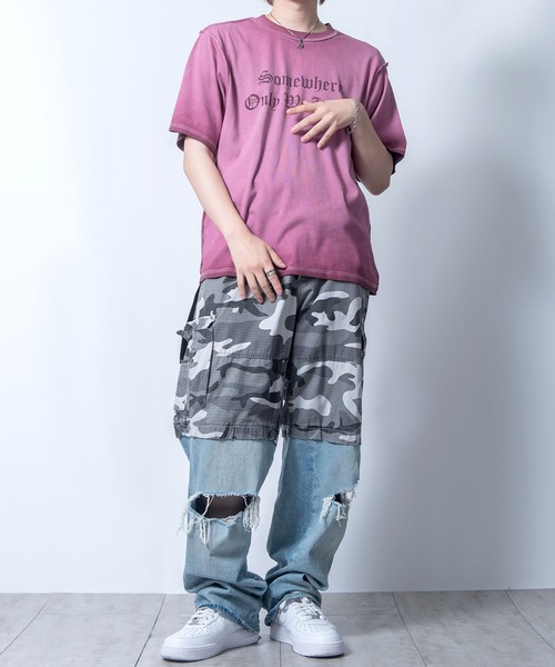 Starting Over(スターティングオーバー)の「Vintage design spray processing t-shirt/ヴィンテージデザイン スプレー加工 半袖Tシャツ(Tシャツ/カットソー・メンズ・ピンク/チャコールグレー・M/L/XL)」の16枚目の写真