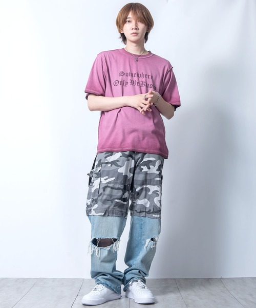 Starting Over(スターティングオーバー)の「Vintage design spray processing t-shirt/ヴィンテージデザイン スプレー加工 半袖Tシャツ(Tシャツ/カットソー・メンズ・ピンク/チャコールグレー・M/L/XL)」の17枚目の写真