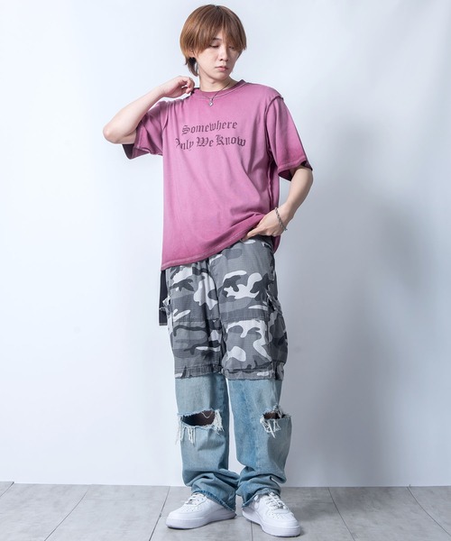 Starting Over(スターティングオーバー)の「Vintage design spray processing t-shirt/ヴィンテージデザイン スプレー加工 半袖Tシャツ(Tシャツ/カットソー・メンズ・ピンク/チャコールグレー・M/L/XL)」の18枚目の写真